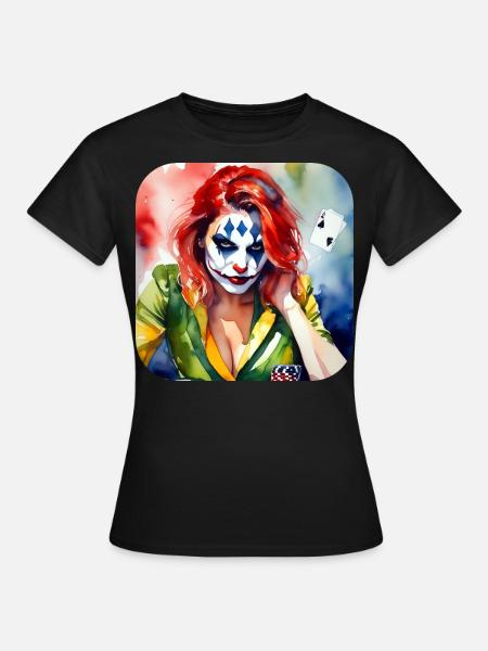 Cooles Harlequin Poker Gothic Mädchen - Frauen T-Shirt - Schwarz