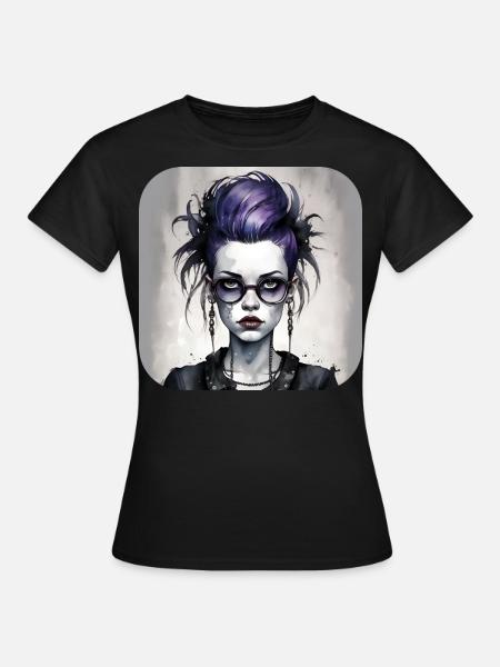 Cooles Gothic Punk Girl - Frauen T-Shirt - Schwarz