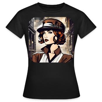 Fille mystérieuse dans le style victorien - T-shirt Femme - noir - Devant - AI Model Female 172 dark (172cm)