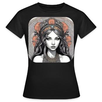 Fille punk gothique cool avec des roses rouges - T-shirt Femme - noir - Devant - AI Model Female 172 dark (172cm)