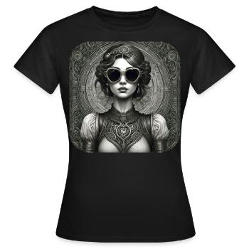 Cooles Steampunk Girl - Frauen T-Shirt - Schwarz - Vorne - AI Model Female 172 dark (172cm)