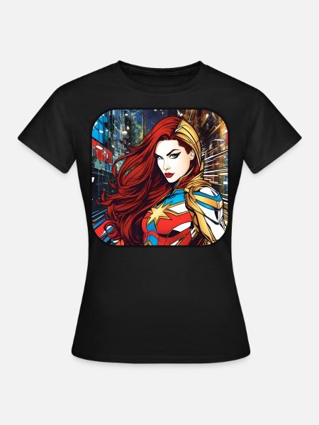 Coole Fantasy Superheldin - Frauen T-Shirt - Schwarz
