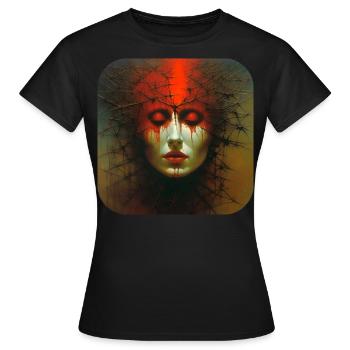 Horreur lugubre visage des femmes - T-shirt Femme - noir - Devant - AI Model Female 172 dark (172cm)