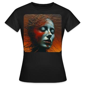 Horreur lugubre visage des femmes - T-shirt Femme - noir - Devant - AI Model Female 172 dark (172cm)