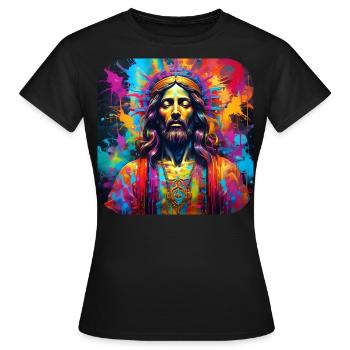 Jésus en style graffiti - T-shirt Femme - noir - Devant - AI Model Female 172 dark (172cm)