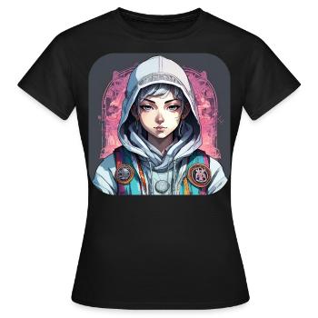 Streetpunk Anime Garçon - T-shirt Femme - noir - Devant - AI Model Female 172 dark (172cm)