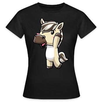 Fjordpferd Kawaii Emoticon - Frauen T-Shirt - Schwarz - Vorne - AI Model Female 172 dark (172cm)