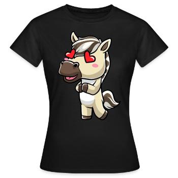 Fjordpferd Kawaii Emoticon - Frauen T-Shirt - Schwarz - Vorne - AI Model Female 172 dark (172cm)