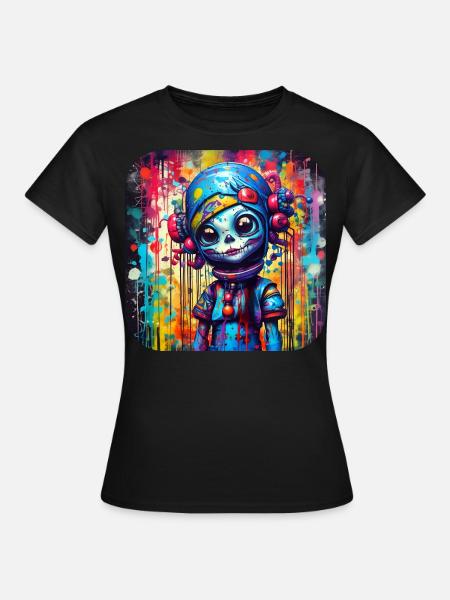 Coole Gothic Girl Puppe - Frauen T-Shirt - Schwarz