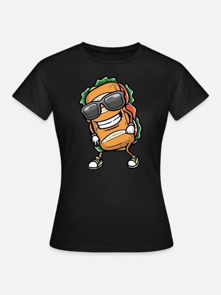 Tanzendes Sandwich Essen - Frauen T-Shirt - Schwarz