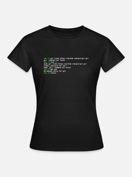linux shell git clone - T-shirt Femme - noir