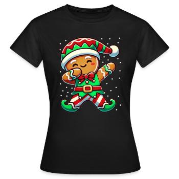 Weihnachten Pfefferkuchenmann Elf Lustiger - Frauen T-Shirt - Schwarz - Vorne - AI Model Female 172 dark (172cm)
