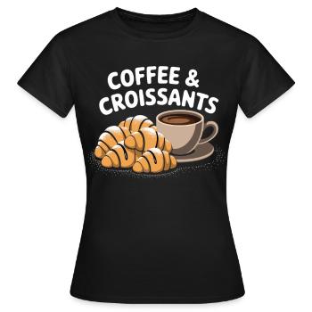 Petit-déjeuner - café et croissants - T-shirt Femme - noir - Devant - AI Model Female 172 dark (172cm)