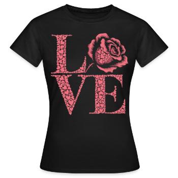 Rose de l’Amour - Chemise LOVE sincère - T-shirt Femme - noir - Devant - AI Model Female 172 dark (172cm)