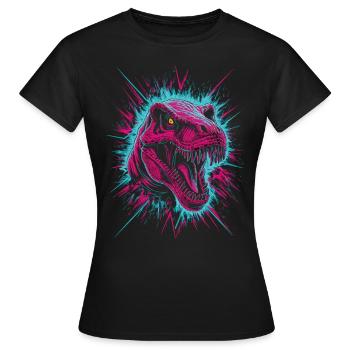 Neon Dino - La préhistoire rencontre le futur - T-shirt Femme - noir - Devant - AI Model Female 172 dark (172cm)