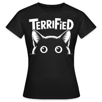 T-shirt chat panique - T-shirt Femme - noir - Devant - AI Model Female 172 dark (172cm)