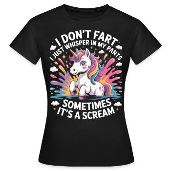 Drôle de Licorne Pet Chemise - Licorne avec dicton - T-shirt Femme - noir - Devant - AI Model Female 172 dark (172cm)