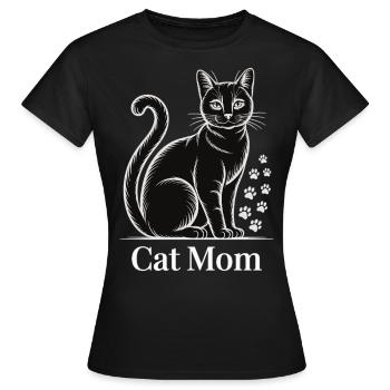 Pour les mamans chats, l’amour des pattes et le look félin - T-shirt Femme - noir - Devant - AI Model Female 172 dark (172cm)