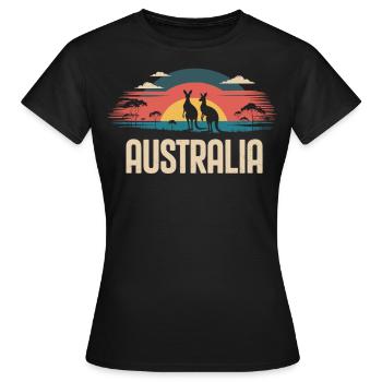 L’Australie avec des kangourous dans l’outback - T-shirt Femme - noir - Devant - AI Model Female 172 dark (172cm)