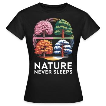 Nature Never Sleeps Shirt - Women's T-Shirt - black - Front - AI Model Female 172 dark (172cm)