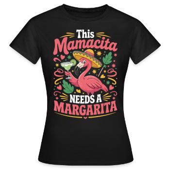 Dicton Flamingo Mamacita Margarita - T-shirt Femme - noir - Devant - AI Model Female 172 dark (172cm)