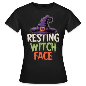 Halloween Humor – Hexe mit Stil - Frauen T-Shirt - Schwarz - Vorne - AI Model Female 172 dark (172cm)