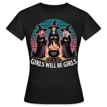 Les filles seront des filles – Chemise Hexenpower - T-shirt Femme - noir - Devant - AI Model Female 172 dark (172cm)