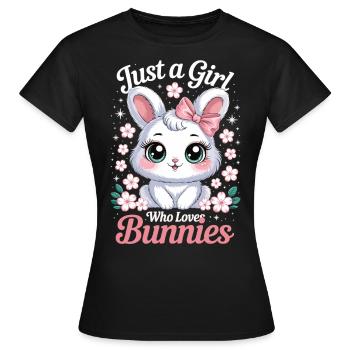 Mignon lapin avec arc et fleurs - T-shirt Femme - noir - Devant - AI Model Female 172 dark (172cm)