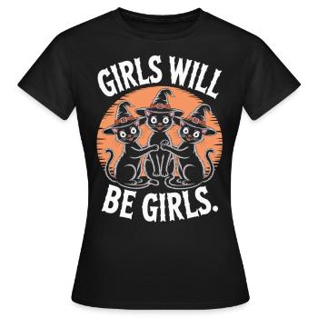Girls Will Be Girls – Chemise Witch Cats - T-shirt Femme - noir - Devant - AI Model Female 172 dark (172cm)