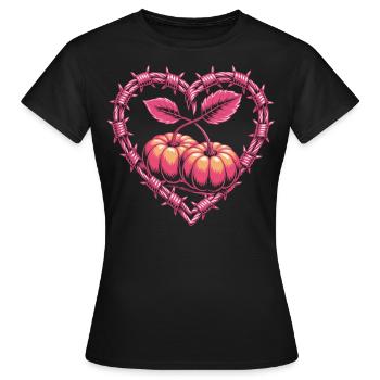 Herz aus Draht mit Kürbissen - Frauen T-Shirt - Schwarz - Vorne - AI Model Female 172 dark (172cm)