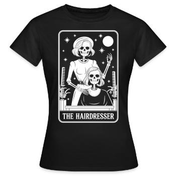 Chemise de carte de tarot de barbier squelette - T-shirt Femme - noir - Devant - AI Model Female 172 dark (172cm)