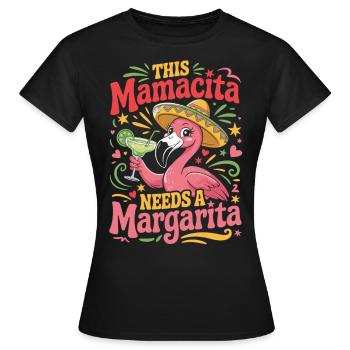 Mamacita Margarita Chemise Flamingo - T-shirt Femme - noir - Devant - AI Model Female 172 dark (172cm)
