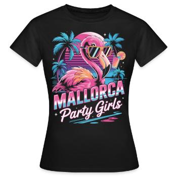Mallorca Party Girls Flamingo Shirt - Frauen T-Shirt - Schwarz - Vorne - AI Model Female 172 dark (172cm)