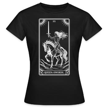 Queen of Swords Tarot Card - Women's T-Shirt - black - Front - AI Model Female 172 dark (172cm)