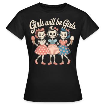 Eis essende Skelett Girls - Frauen T-Shirt - Schwarz - Vorne - AI Model Female 172 dark (172cm)