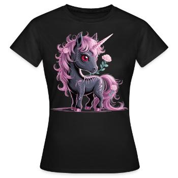 Licorne Dark Fantasy avec chemise Rose - T-shirt Femme - noir - Devant - AI Model Female 172 dark (172cm)