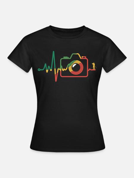 Camera hartslag shirt - Vrouwen T-shirt - zwart