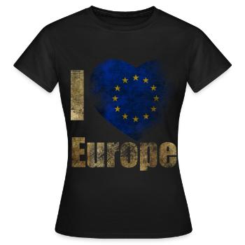 EUROPE J’aime l’Europe - T-shirt Femme - noir - Devant - AI Model Female 172 dark (172cm)