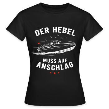Boot Motorboot Bootfahren Hebel Anschlag Geschenk - Frauen T-Shirt - Schwarz - Vorne - AI Model Female 172 dark (172cm)