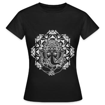 Ganesha Hindu Mandala Tribal - Frauen T-Shirt - Schwarz - Vorne - AI Model Female 172 dark (172cm)