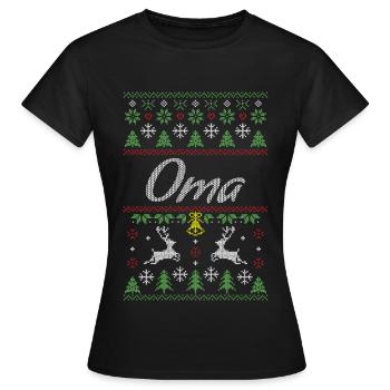 Pull de Noël laid pour grand-mère grand-mère cadeau - T-shirt Femme - noir - Devant - AI Model Female 172 dark (172cm)