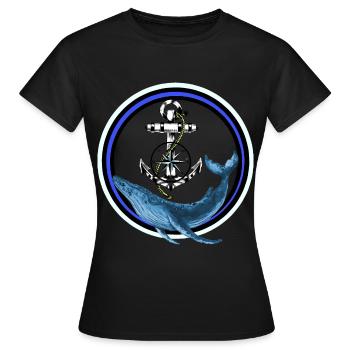 Mammifère marin Poisson Baleine Poisson Ancre maritime - T-shirt Femme - noir - Devant - AI Model Female 172 dark (172cm)