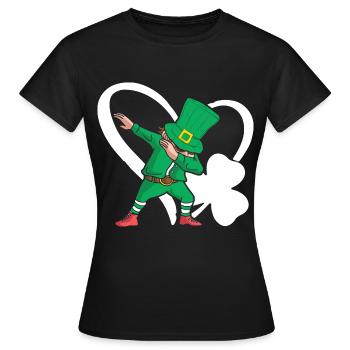 Dabbing St. Patty Cloverleaf Chapeau Coeur - T-shirt Femme - noir - Devant - AI Model Female 172 dark (172cm)