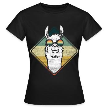 Lama Llama Alpaga - T-shirt Femme - noir - Devant - AI Model Female 172 dark (172cm)