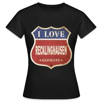 Recklinghausen Deutschland I Love Vintage Retro - Frauen T-Shirt - Schwarz - Vorne - AI Model Female 172 dark (172cm)