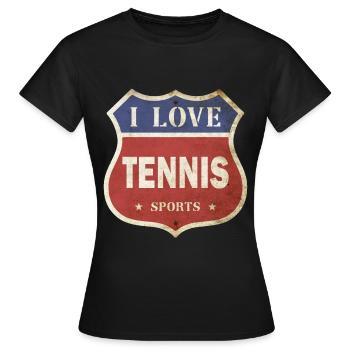 Tennis I Love Vintage Retro Shield Route Sport - T-shirt Femme - noir - Devant - AI Model Female 172 dark (172cm)