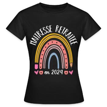 Maitresse retraitée 2024 cadeau maîtresse d' école - T-shirt Femme - noir - Devant - AI Model Female 172 dark (172cm)