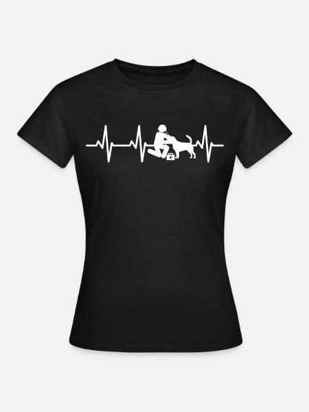 Veterinär Strichmännchen Herzlinie - Frauen T-Shirt - Schwarz