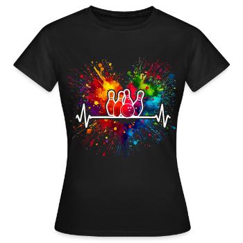 Bowling Herzschlag - Frauen T-Shirt - Schwarz - Vorne - AI Model Female 172 dark (172cm)