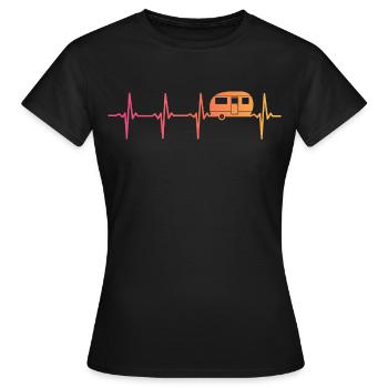 caravane sunset battement de coeur camping caravan - T-shirt Femme - noir - Devant - AI Model Female 172 dark (172cm)